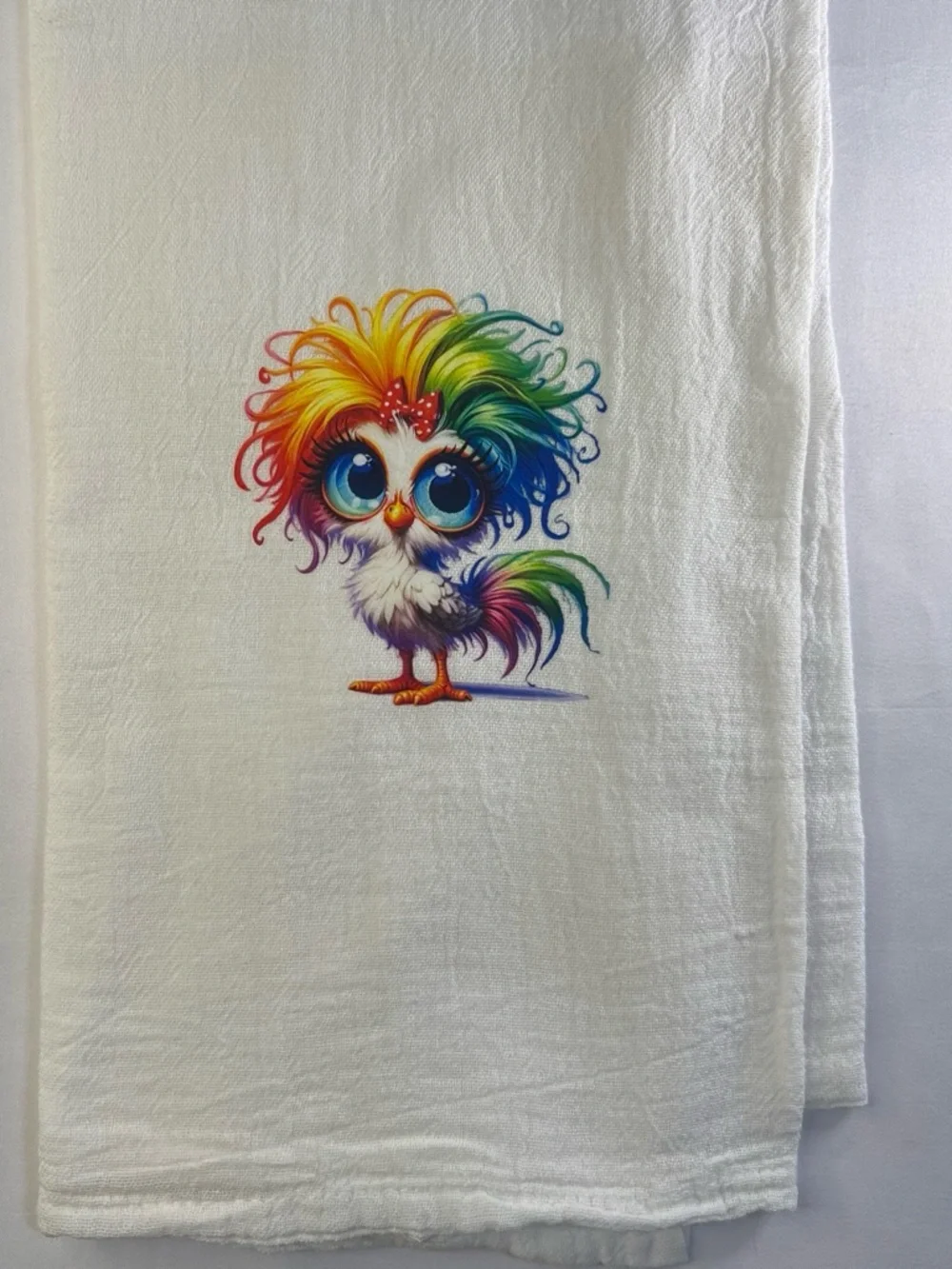 Rainbow Rooster Kitchen Towel Colorful Rooster Decorative Dish Towel